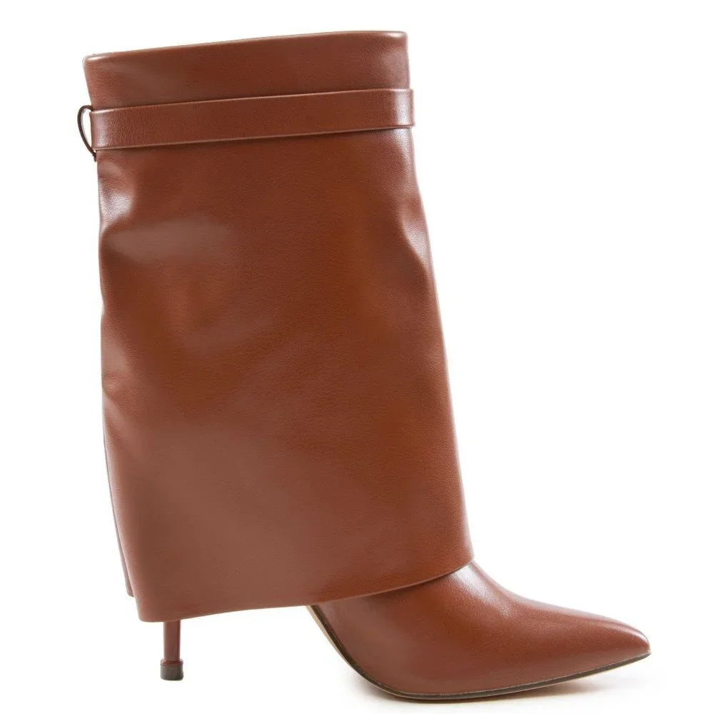 LILIANA SHOES SKIRTING  OVER  THE IDEA HEEL BOOT – Brown ( BRAND  NEW !!! )